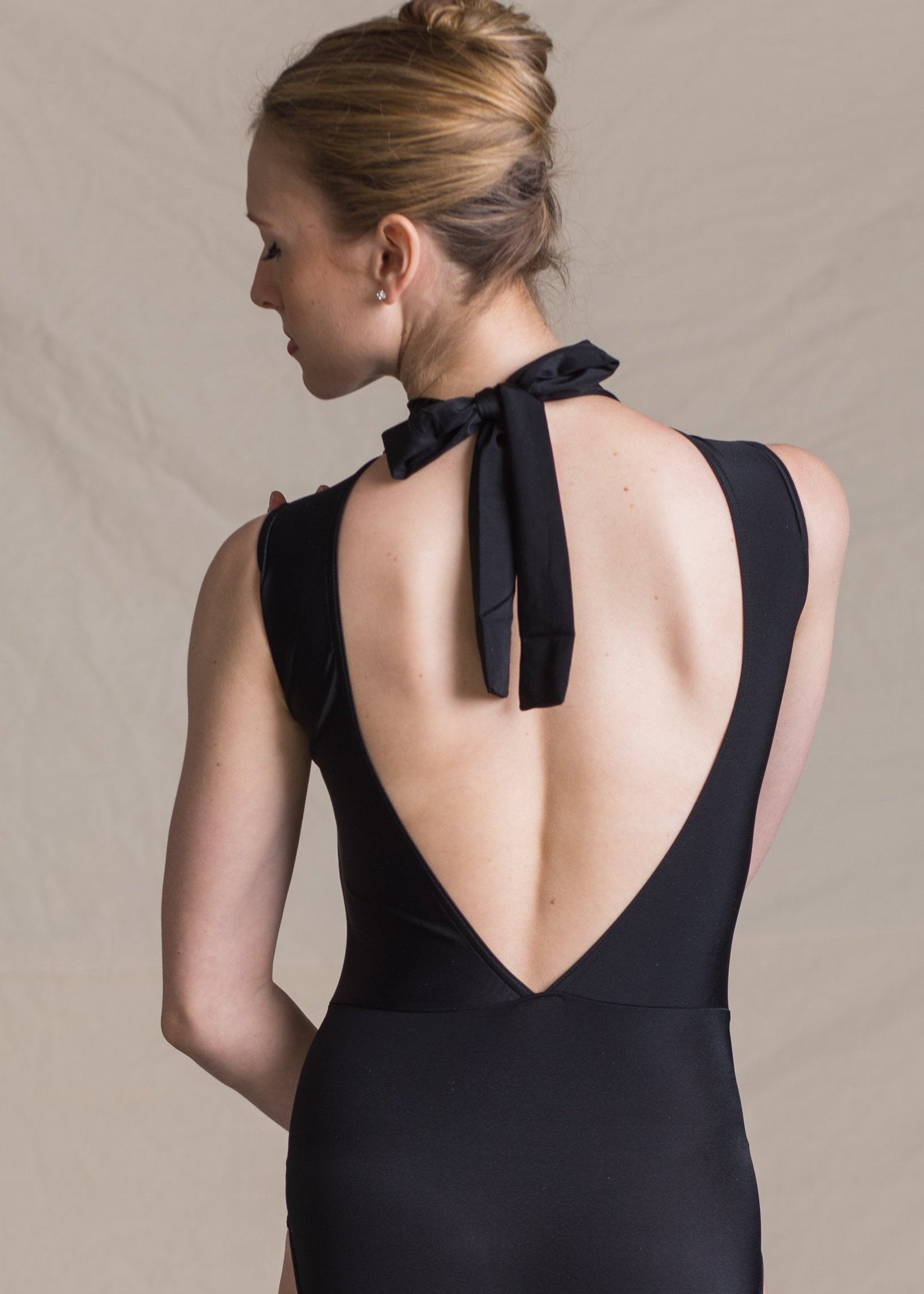 Holly Leotard - Turtleneck Leotard with Back Bow Tie black back