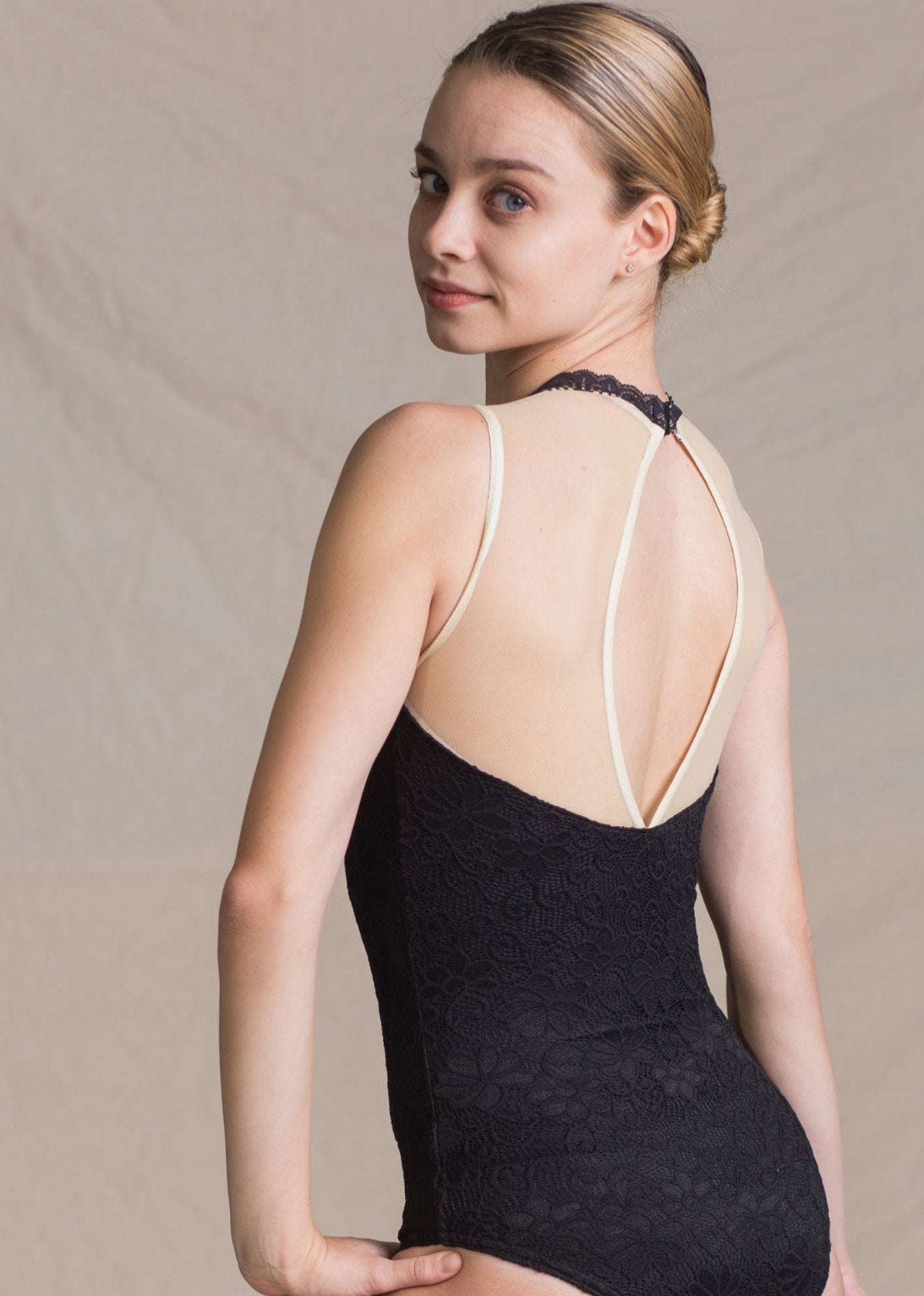 Mathilde Leotard - Lace Choker Turtleneck Leotard black back