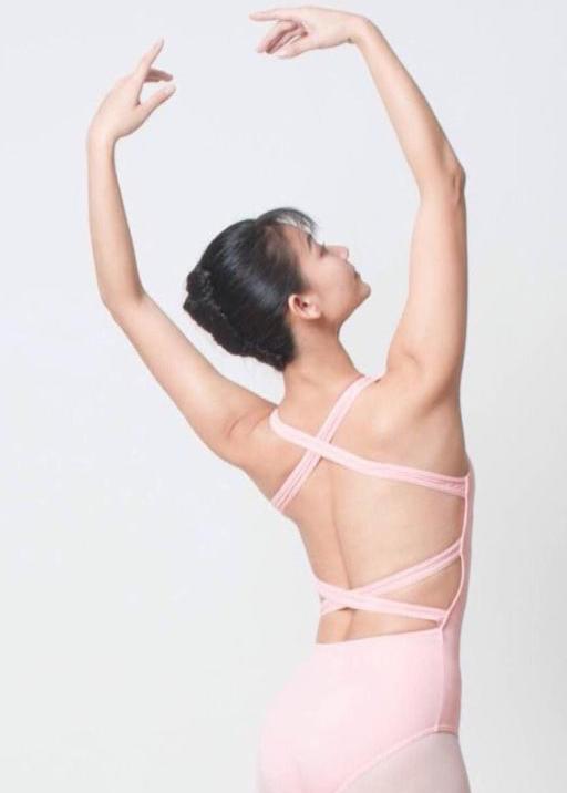 Calliope Leotard - Bateau Neckline Crisscross Back Leotard baby pink back