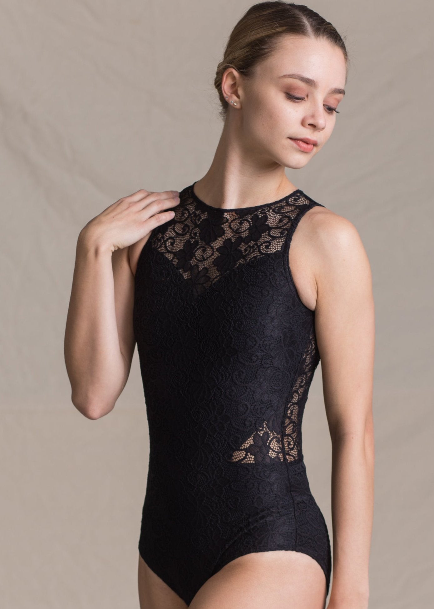 Aphrodite Leotard - Heart-Shaped Full Lace Leotard black front