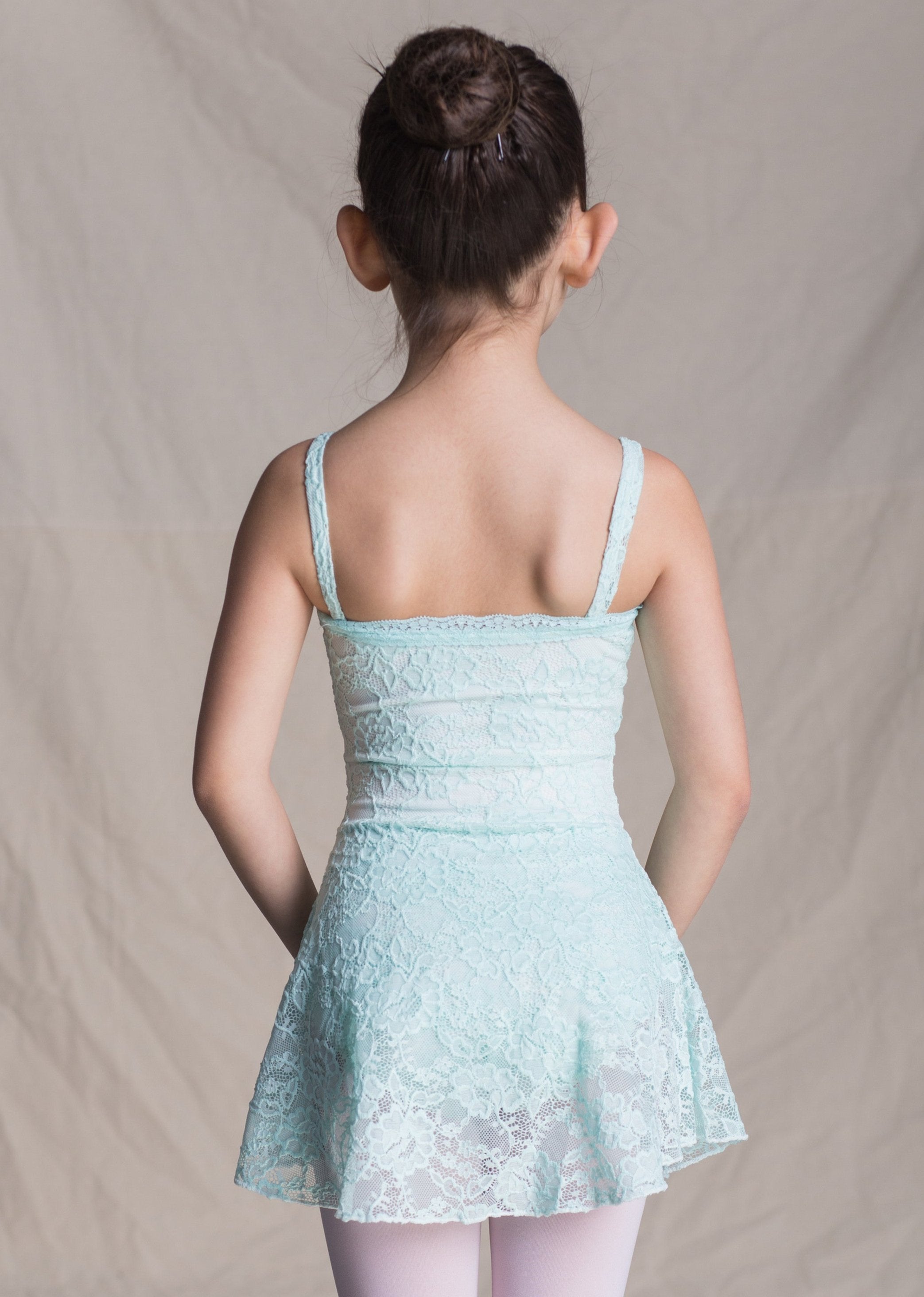 Children Collection: Manon Dress- Full Lace & Mesh Camisole Dress baby blue back