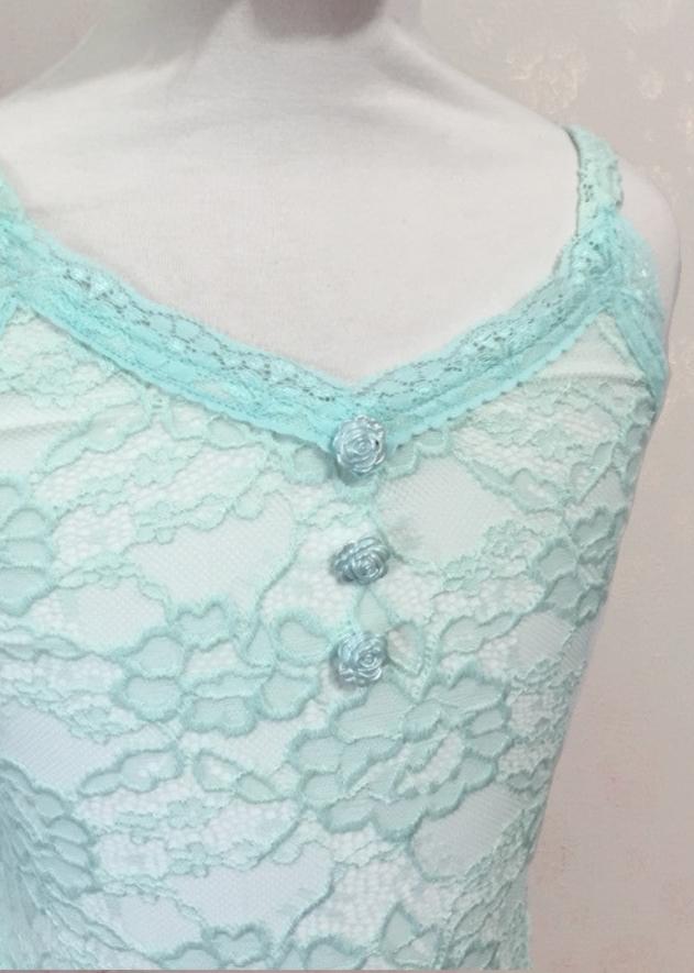 Children Collection: Manon Dress- Full Lace & Mesh Camisole Dress baby blue front details